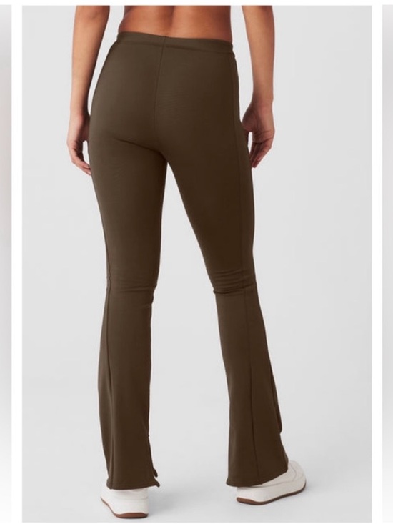Alo Yoga Brown High Waist Flare Leggings Front Slit Bootcut S 29” Clean Girl - Picture 8 of 10
